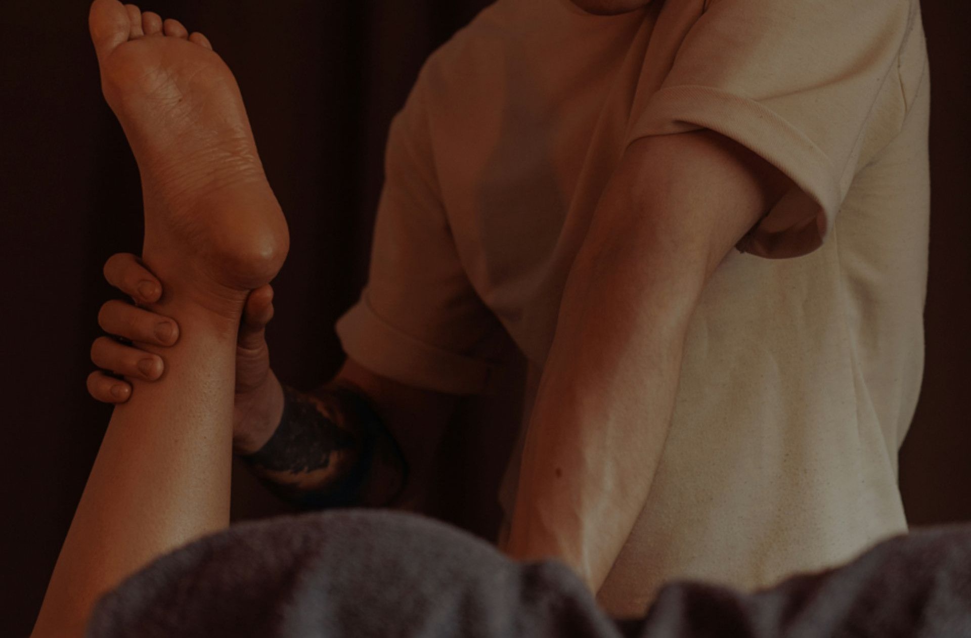 Someone receives a leg massage